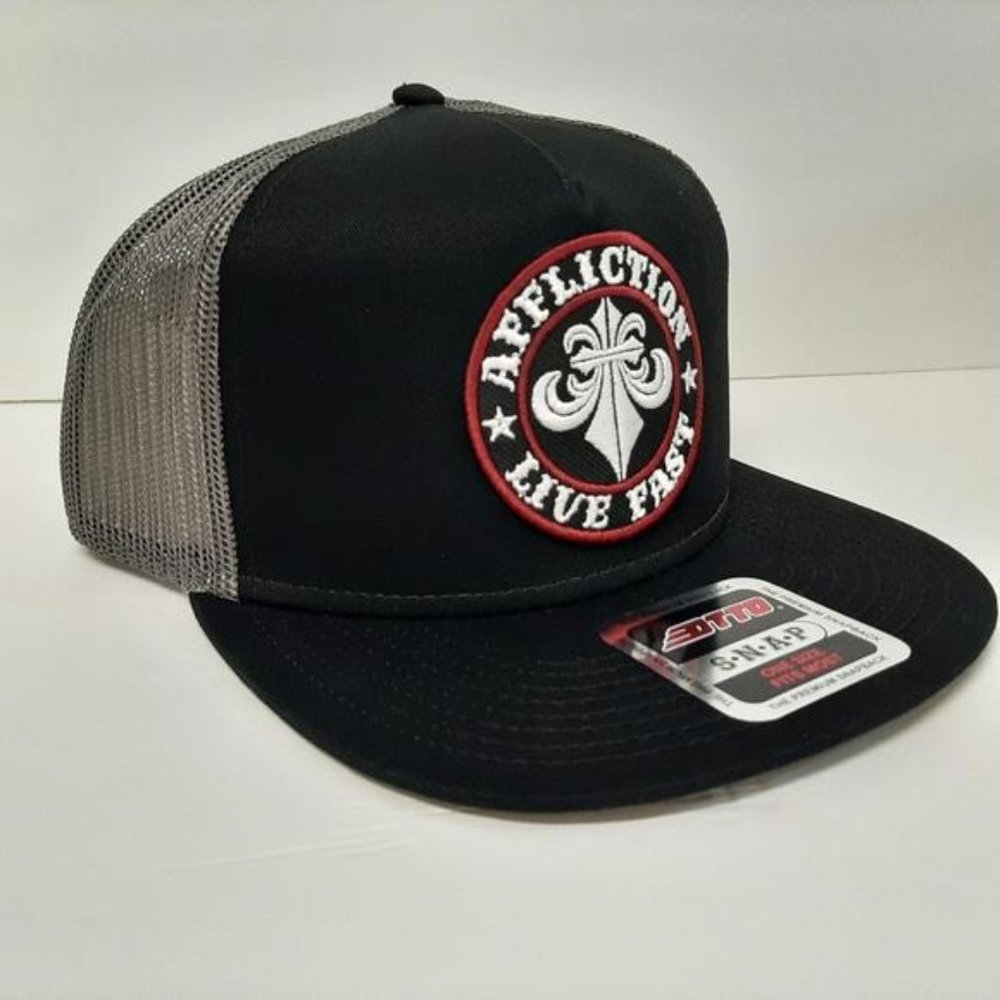 Lifestyle Affliction Patch Snapback Flat Bill Mesh Hat Cap Black MMA Crossfit - Picture 4 of 4